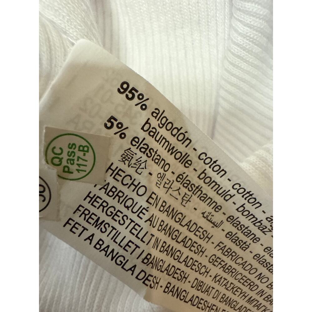 NEW Zara Women's White Rib Knit Short Sleeve Crew Neck Bodysuit T-shirt Top Sz M - Picture 5 of 5